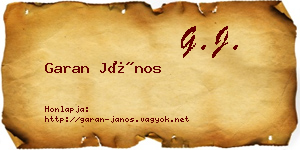 Garan János névjegykártya